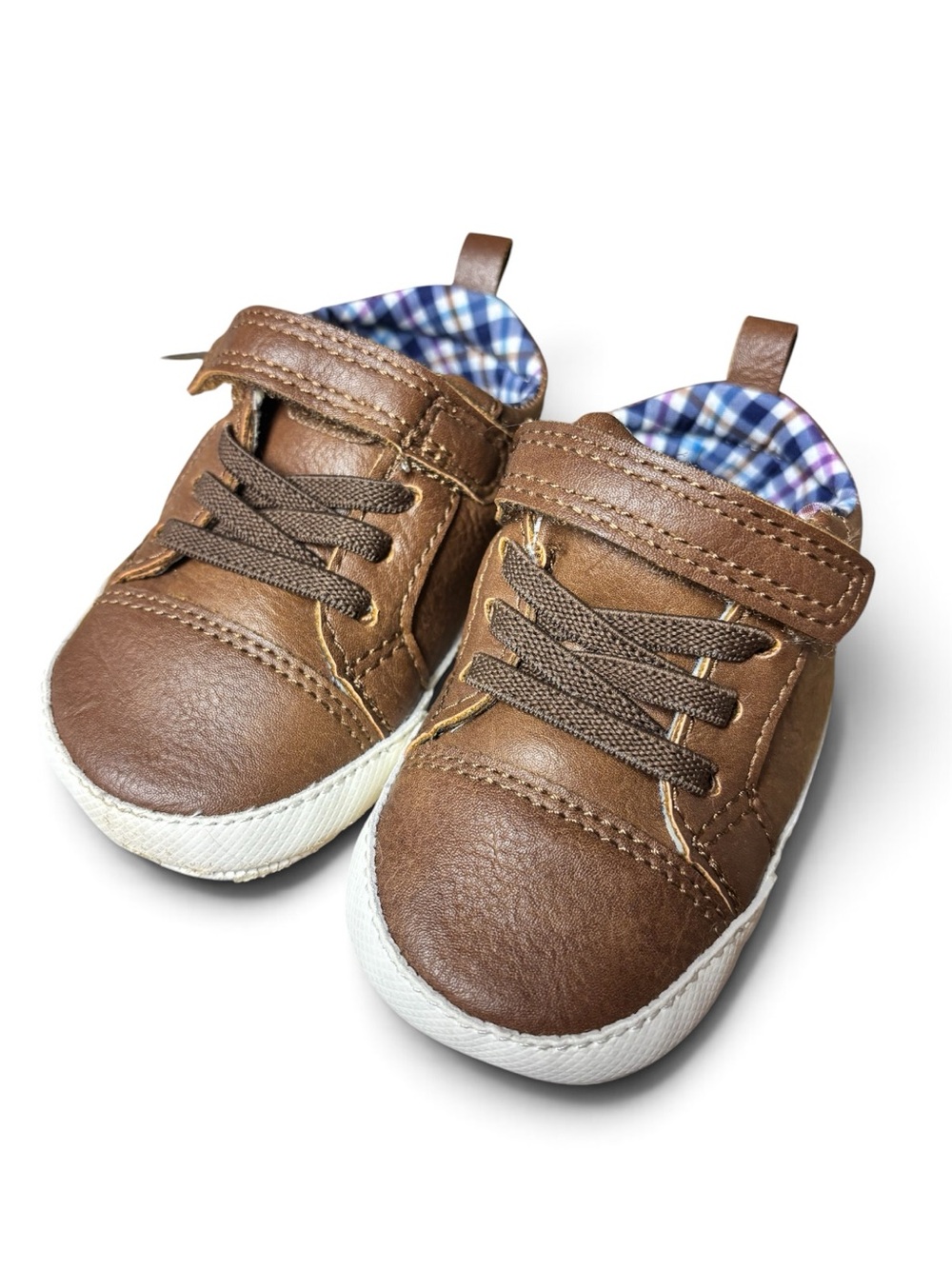 🎉 (12-18m) Carter's Brown Toddler Dress Sneakers with Plaid Lining